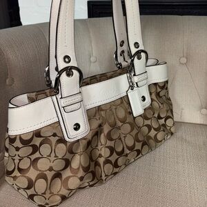 Cream and Brown Coach Logo Purse Buckles